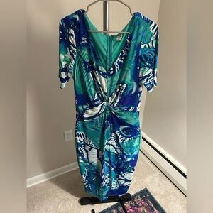Blue and green butterfly print dress size 12 Sangria